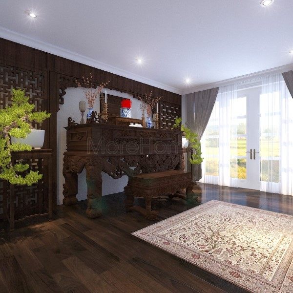 Thiết kế nội thất phòng thờ biệt thự Vinhome RiverSide - Hoa Phượng